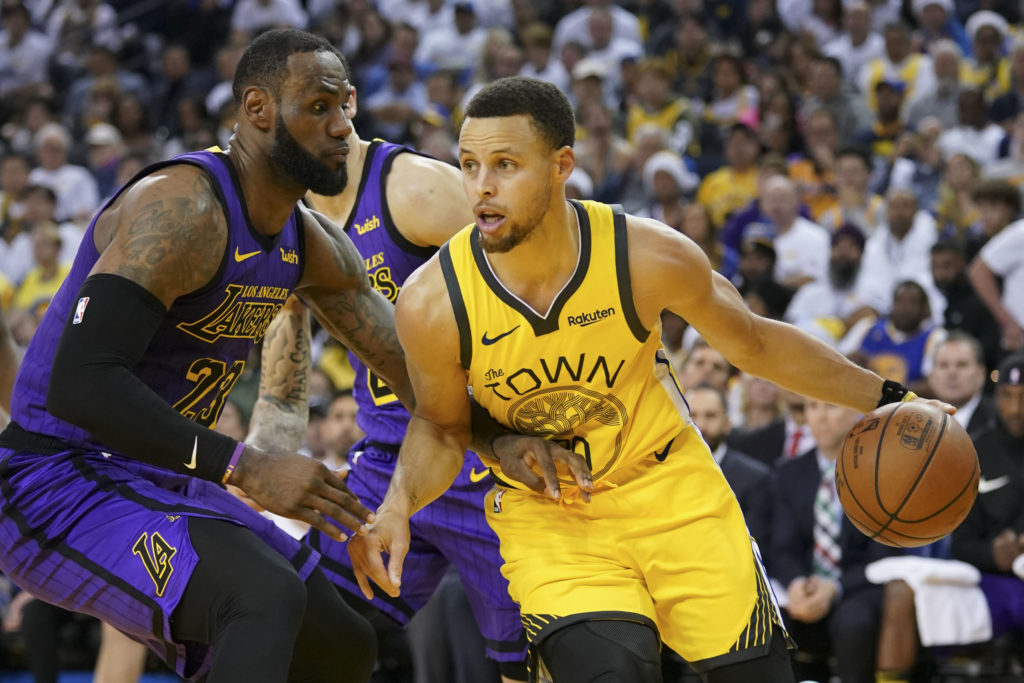 lakers warriors lebron james steph curry